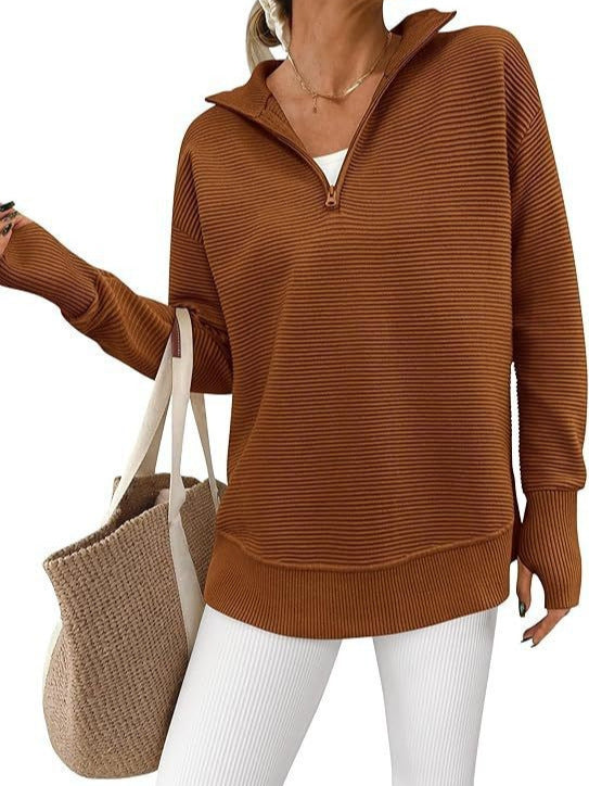 Ribbed Knitted Sweater Pullover for Women