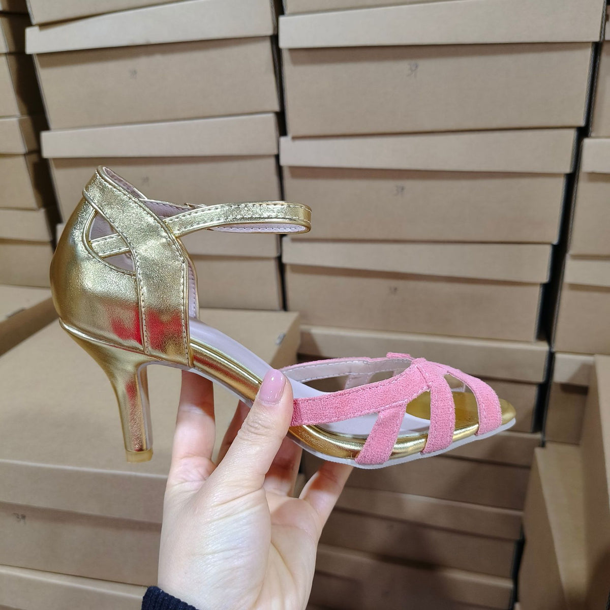 Summer high-heeled fashionable fish-mouth multi-color bag and sandals