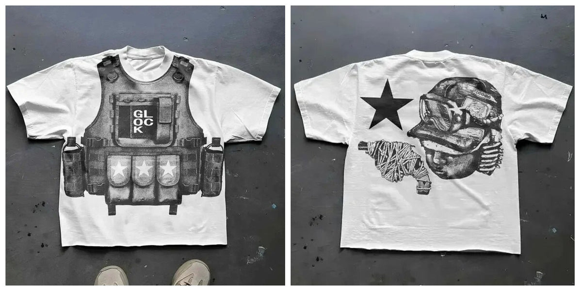 Gothic Graphic Print Men's T-Shirt Y2K Streetwear Short Sleeve