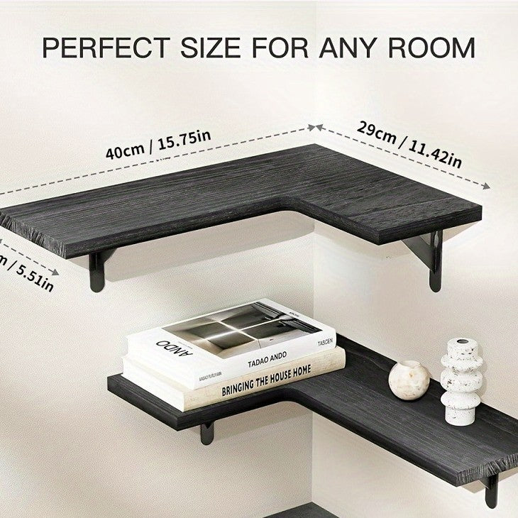 Floating Wood Shelf Wall Mounted Storage Rack