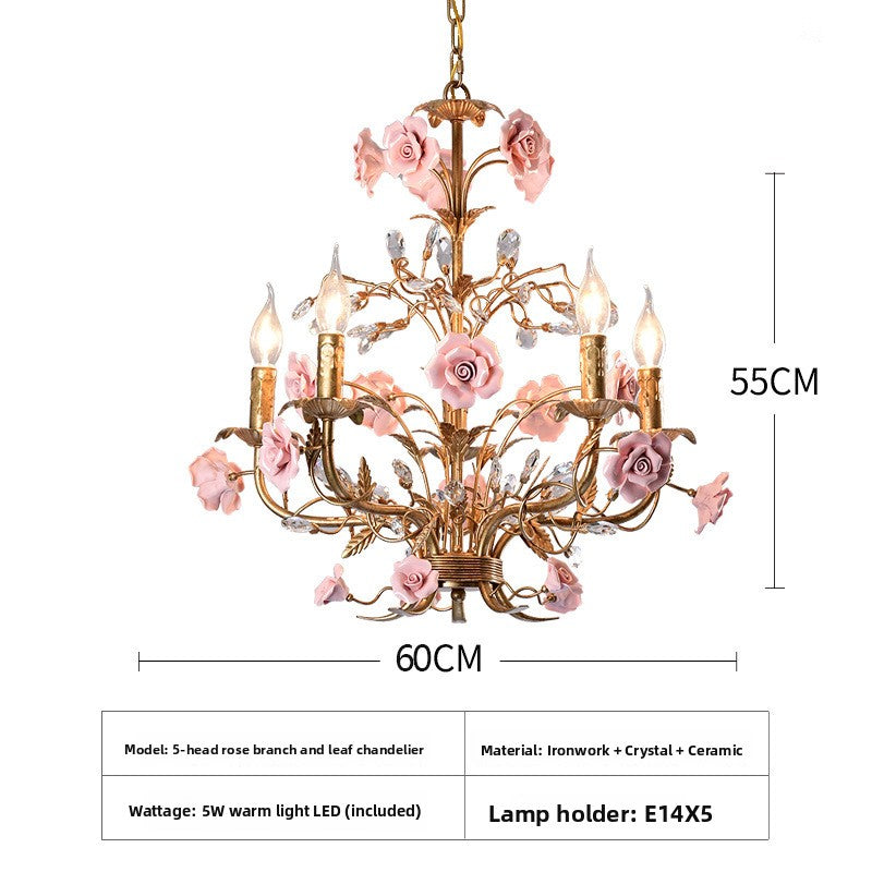 Vintage Floral Ceramic Chandelier