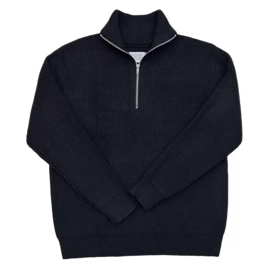 Half Zip Turtleneck Sweater Cotton Blend Loose Fit Top
