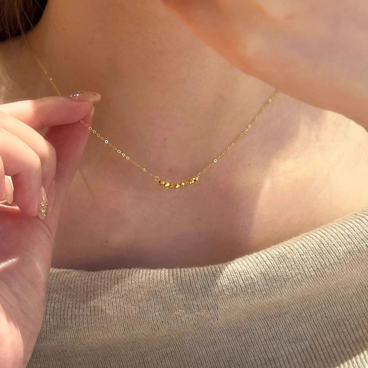 Geometric Electroplated Bead Necklace