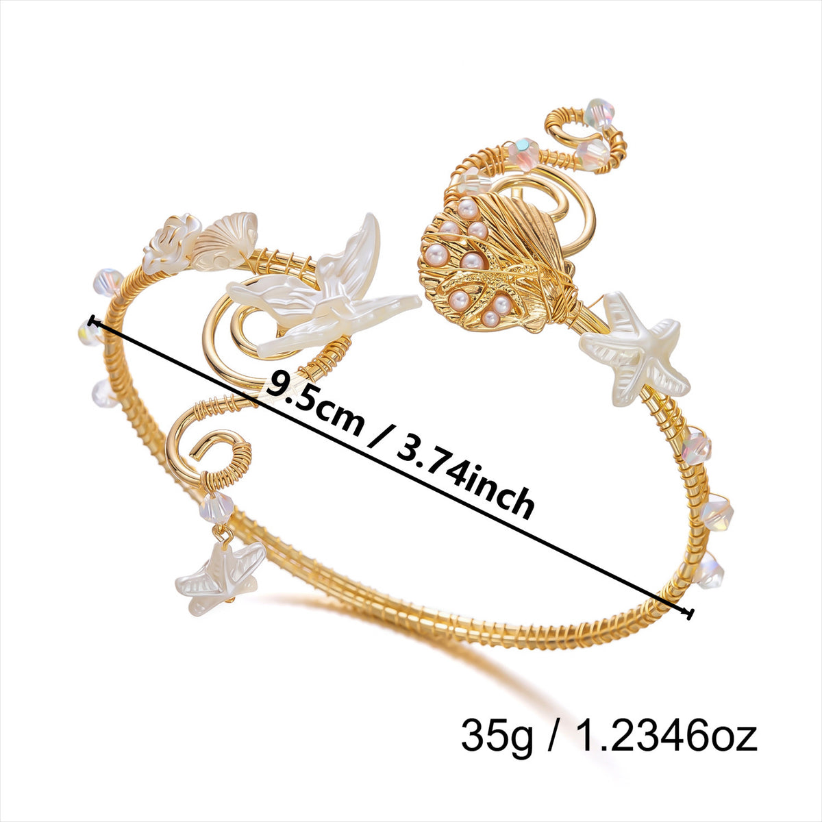 Ocean Shell Butterfly Open Arm Cuff Bracelet