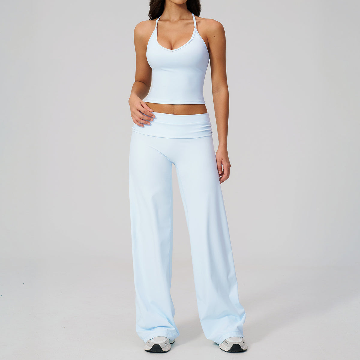 Women's Racerback Yoga Set with Wide-Leg Pants