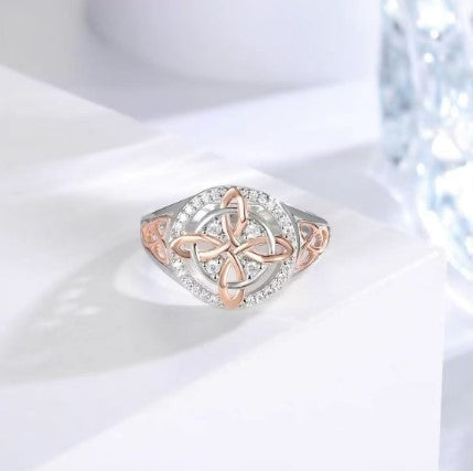Two-Color Zircon Geometric Ring