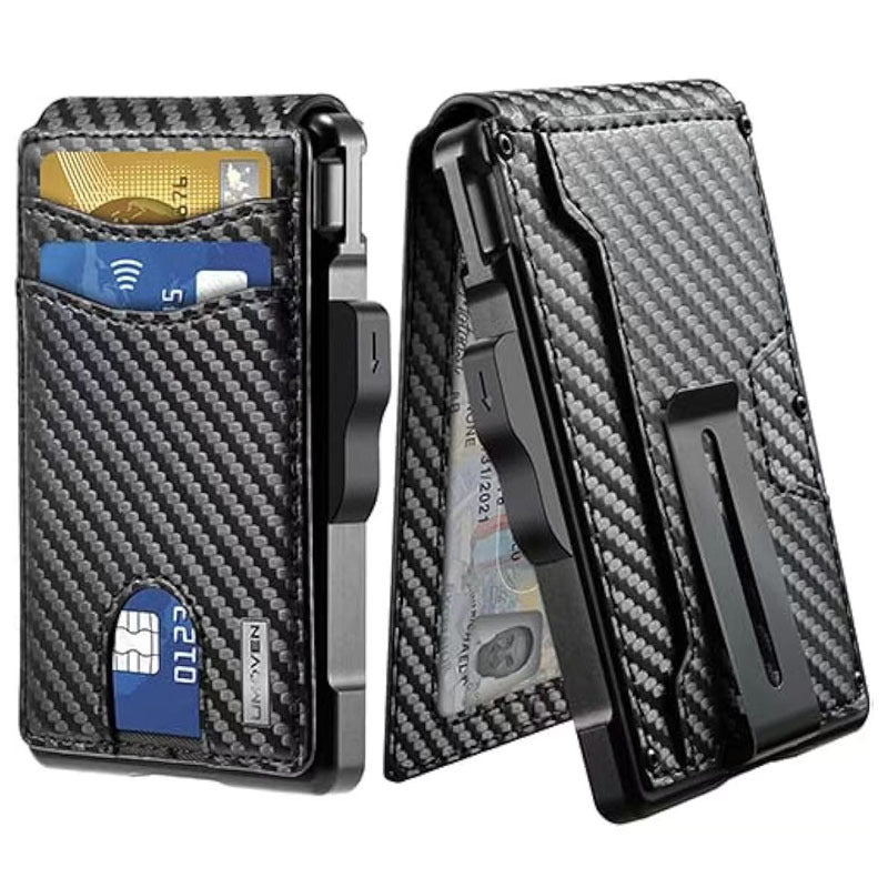 Men's Card Holder, Metal Anti-Magnetic Anti-Theft Automatic Card-Ejecting Wallet, Credit Card and Business Card Case Wallet