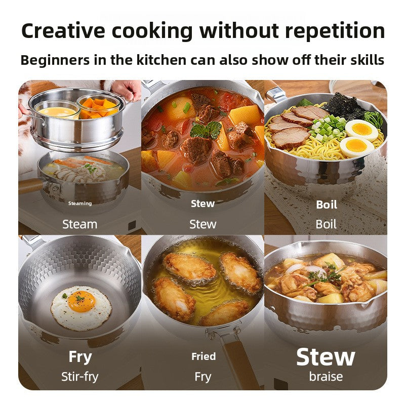 Pure Titanium Hammered Texture Cooking Pot with Steamer