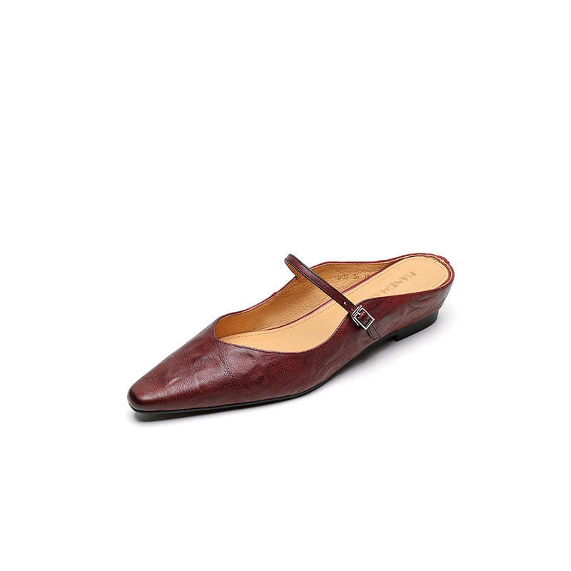 Womens Retro Pointed Toe Slip-On Slippers