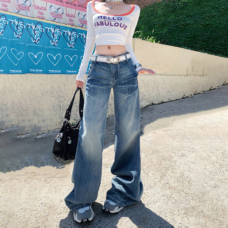 Retro Low-Waisted Bootcut Jeans for Women