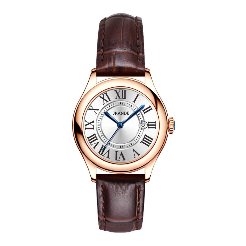 Jrande Leather Strap Quartz Couple Watches