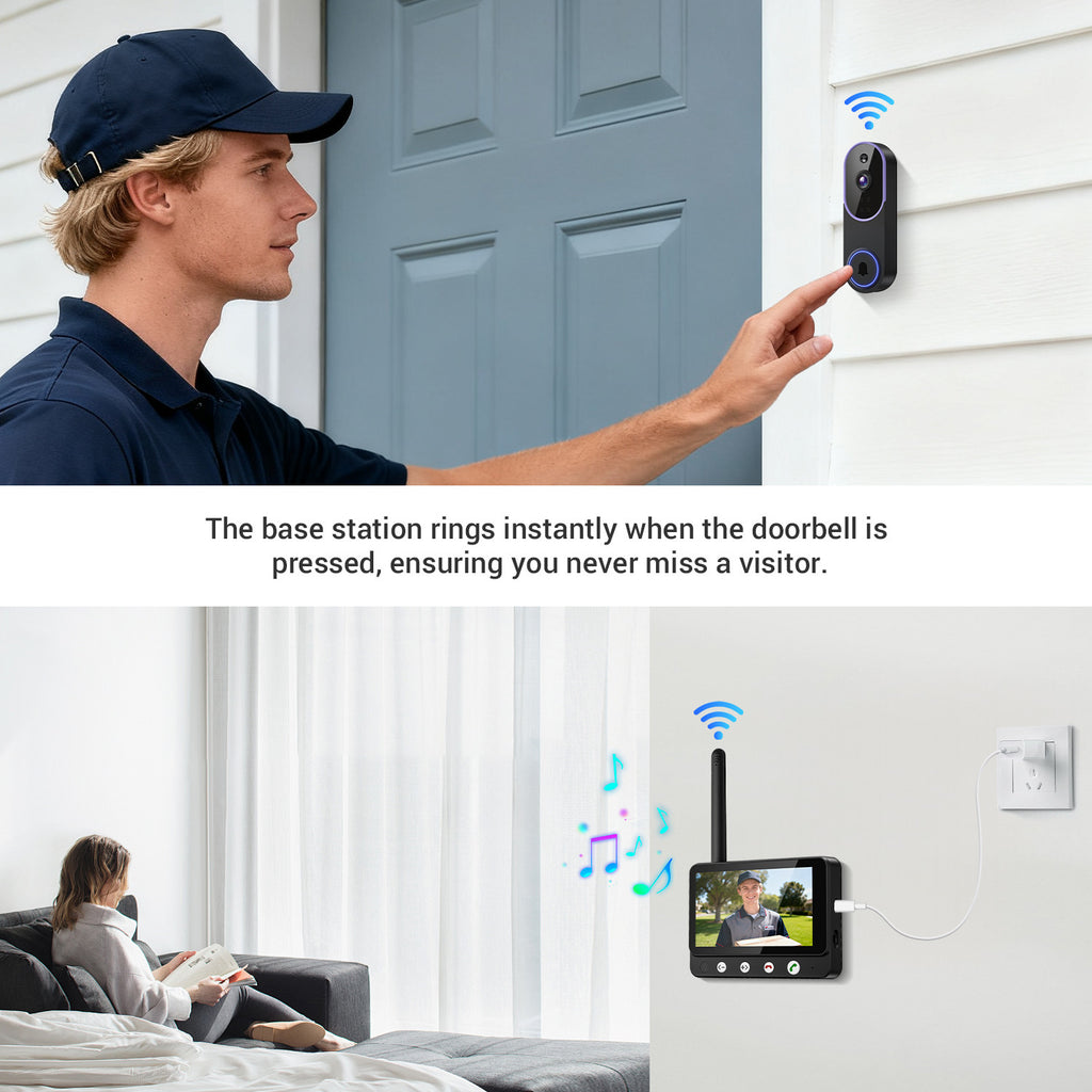 Video Doorbell Camera with Voice Intercom, Monitoring, Wifi, Hd Night Vision, Smart Doorbell, Electronic Peephole