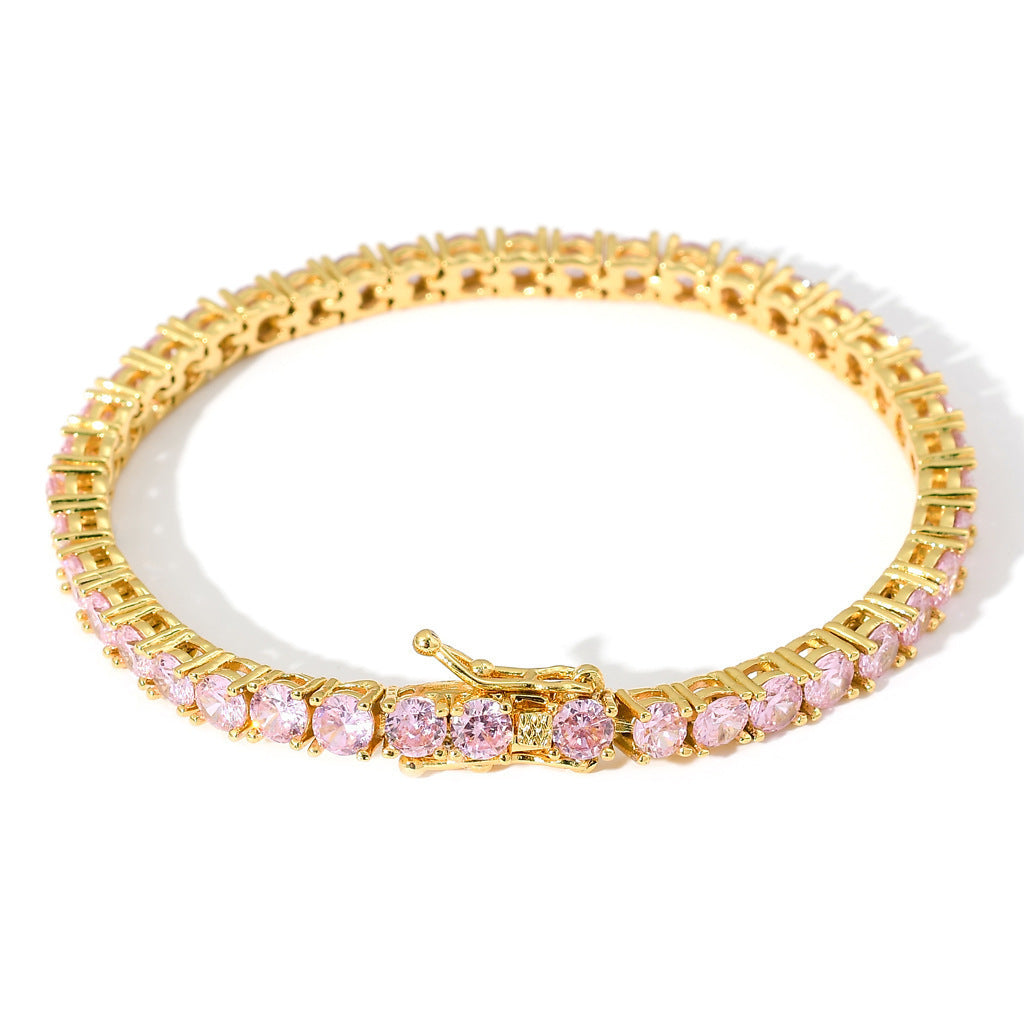 Hip Hop Tennis Chain 4mm Cubic Zirconia Full Diamond Bracelet Fashion Unisex Jewelry