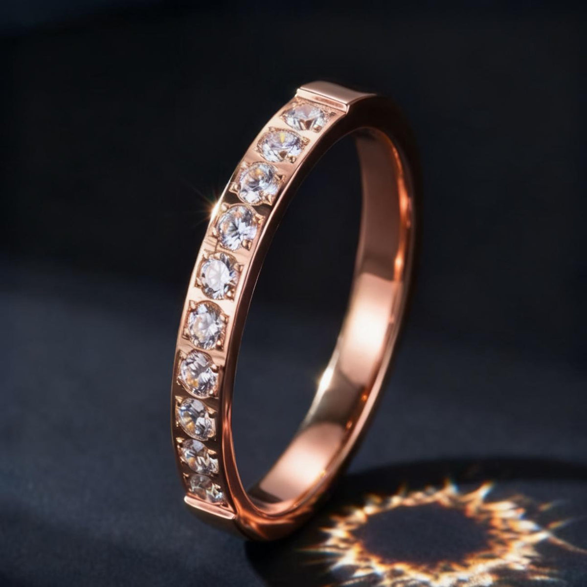 Stainless steel ring with diamonds, titanium steel ring