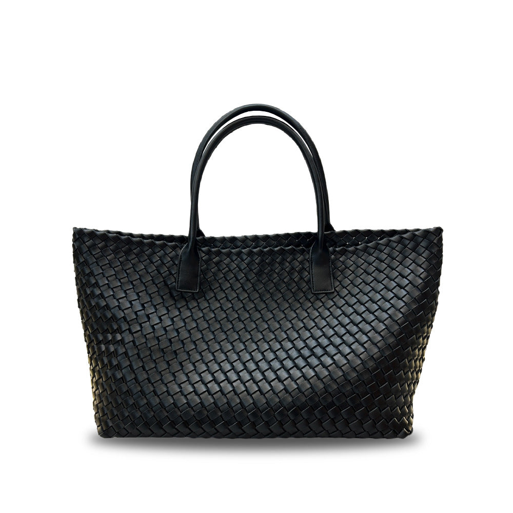 Genuine Leather Woven Tote Bag