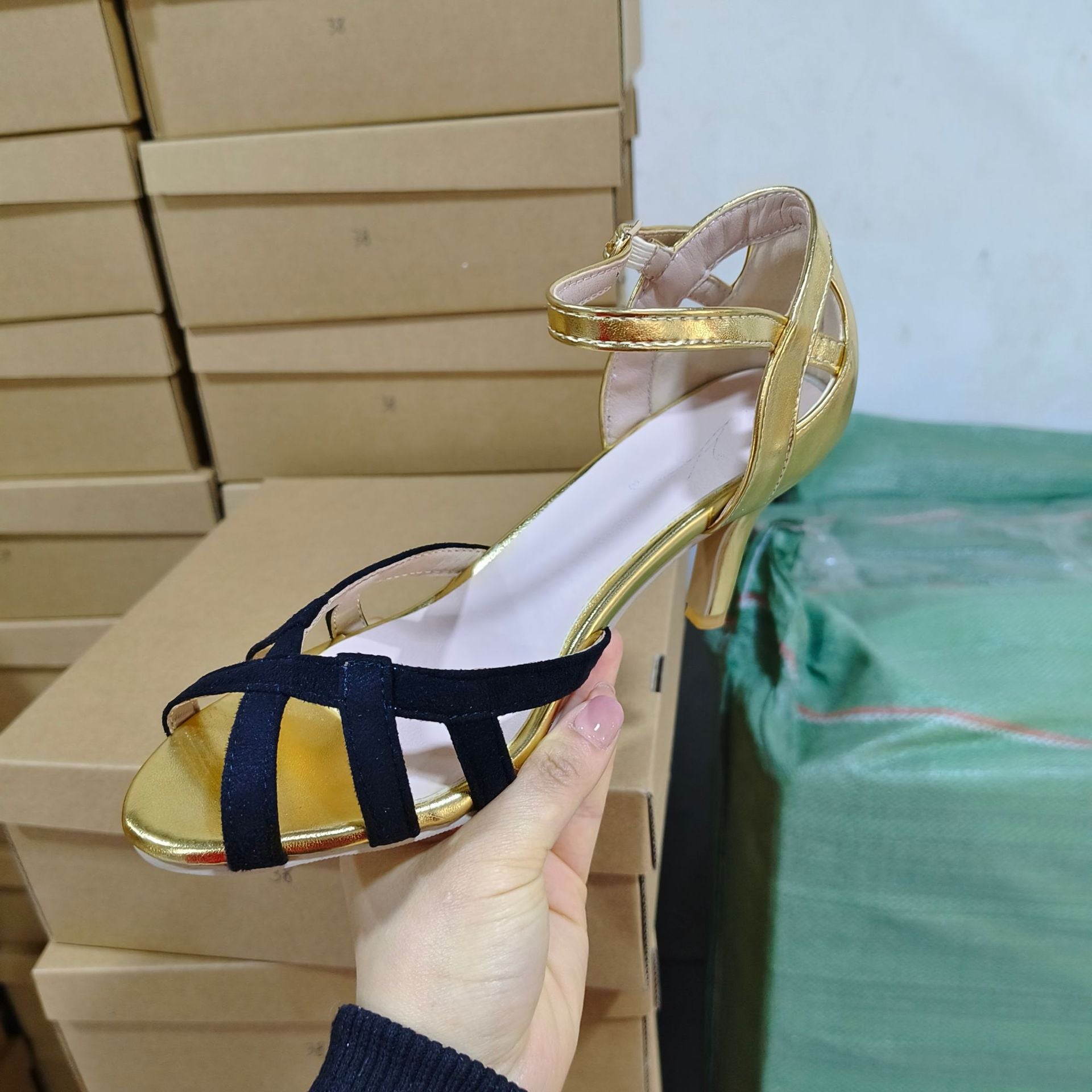Summer high-heeled fashionable fish-mouth multi-color bag and sandals
