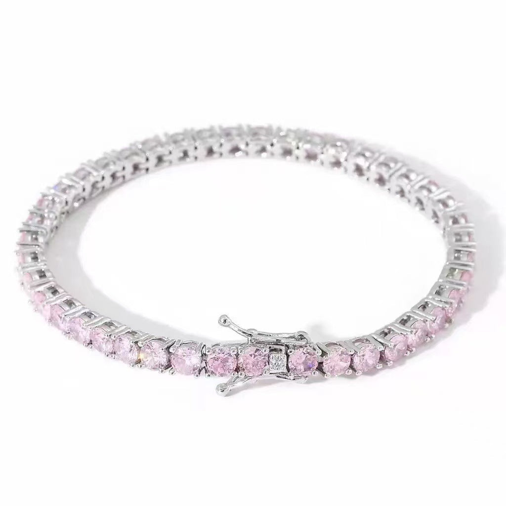 Hip Hop Tennis Chain 4mm Cubic Zirconia Full Diamond Bracelet Fashion Unisex Jewelry