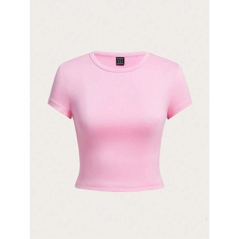 Fitted Round Neck Cotton T-Shirt