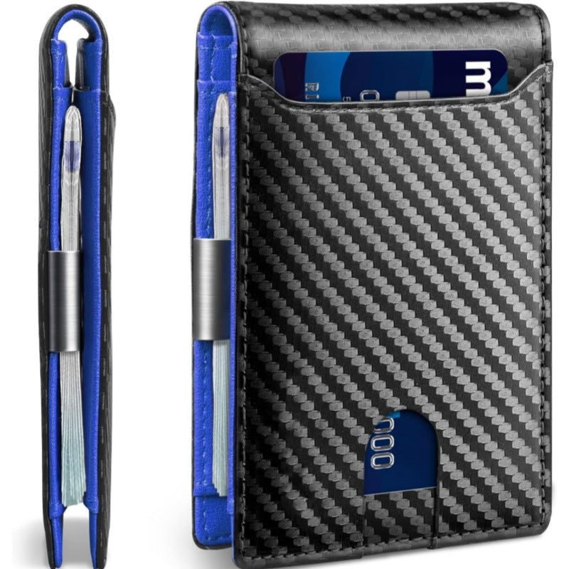 Mens Anti-Theft Carbon Fiber Bi-Fold Wallet