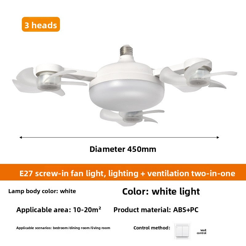 Foldable LED Fan Light with E27 Socket