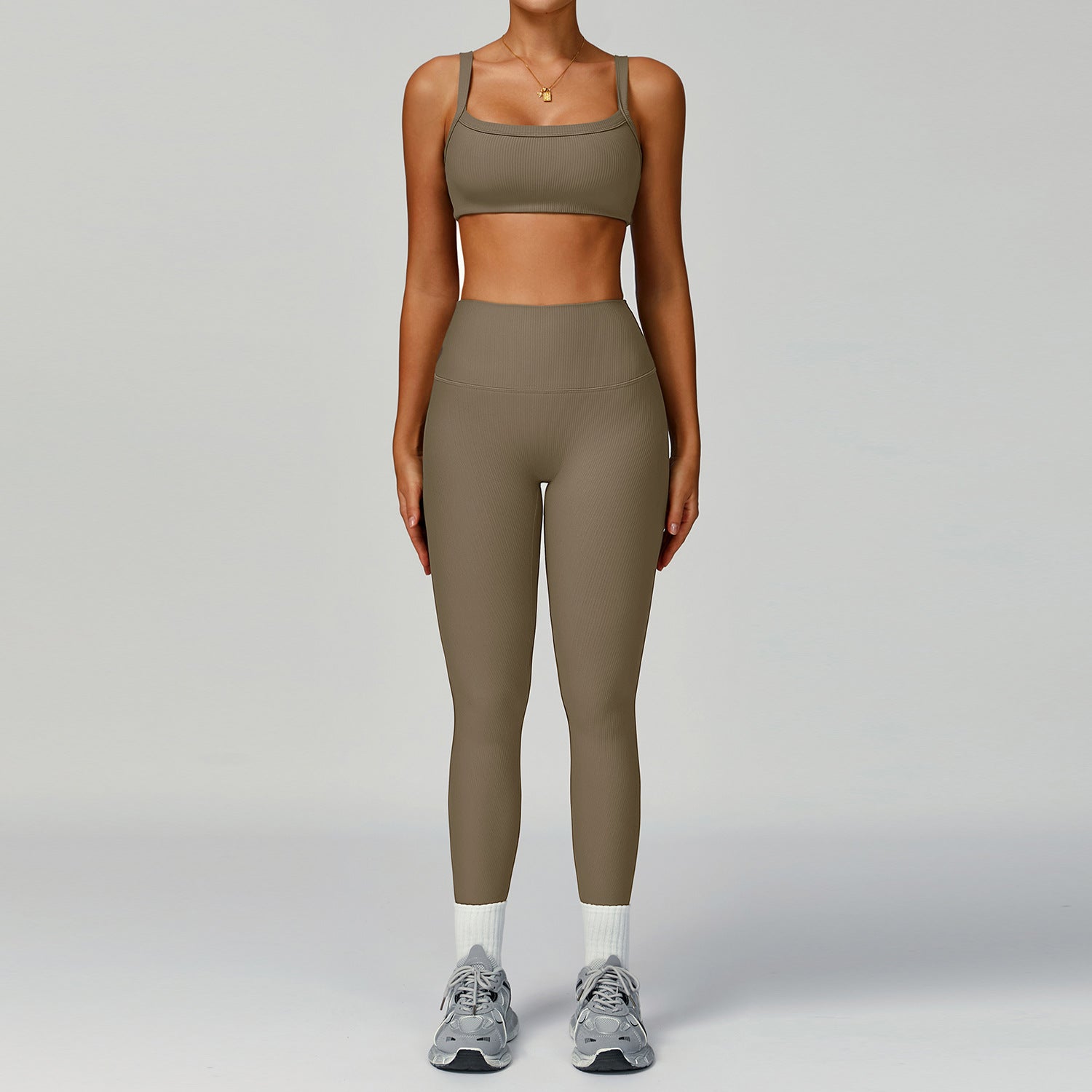 Womens High-Waisted Yoga Set with Moisture-Wicking Fabric