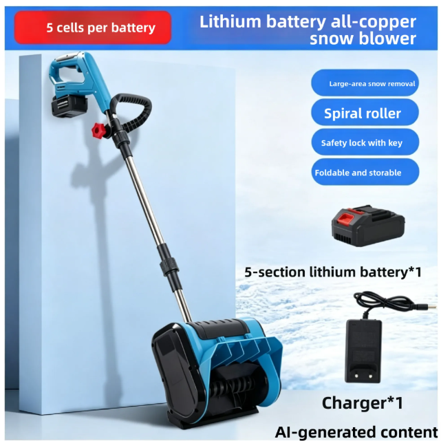Household portable road-clearing push-type snow blower