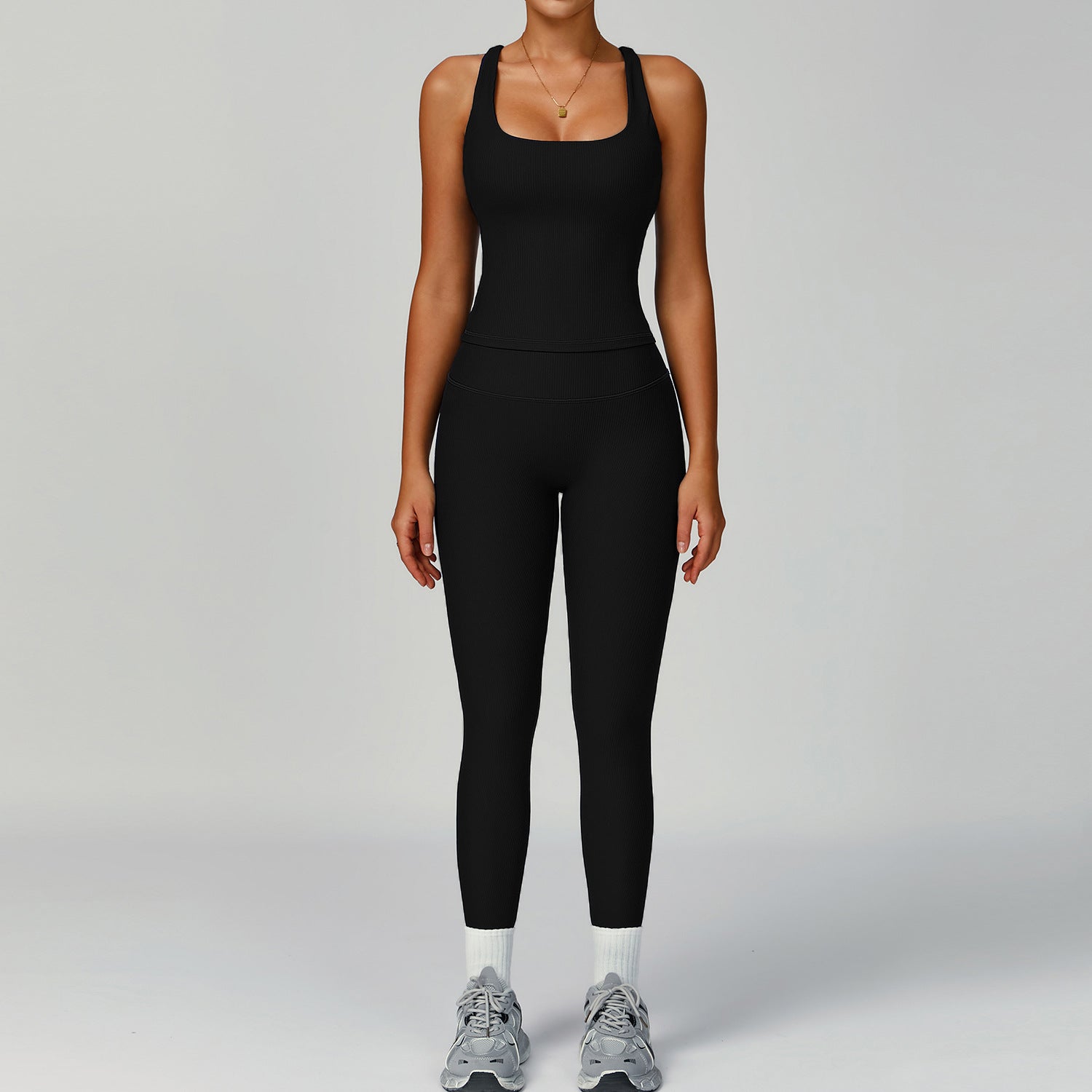Womens High-Waisted Yoga Set with Moisture-Wicking Fabric