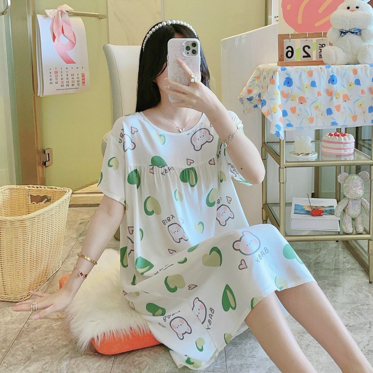 Thin sleeping dresses for women in spring  autumn and summer