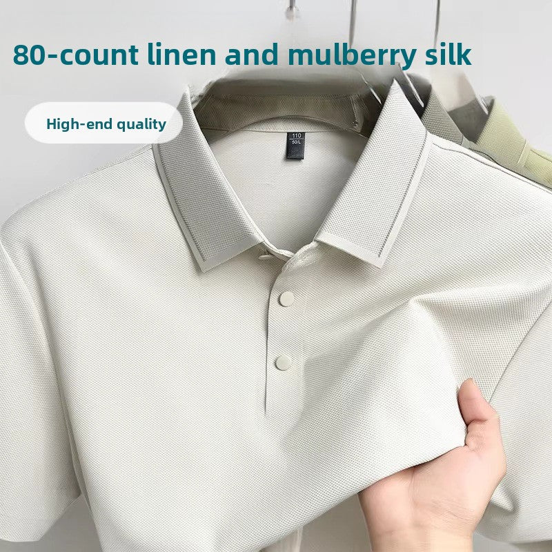 Linen Blend Cooling Mens Polo Shirt