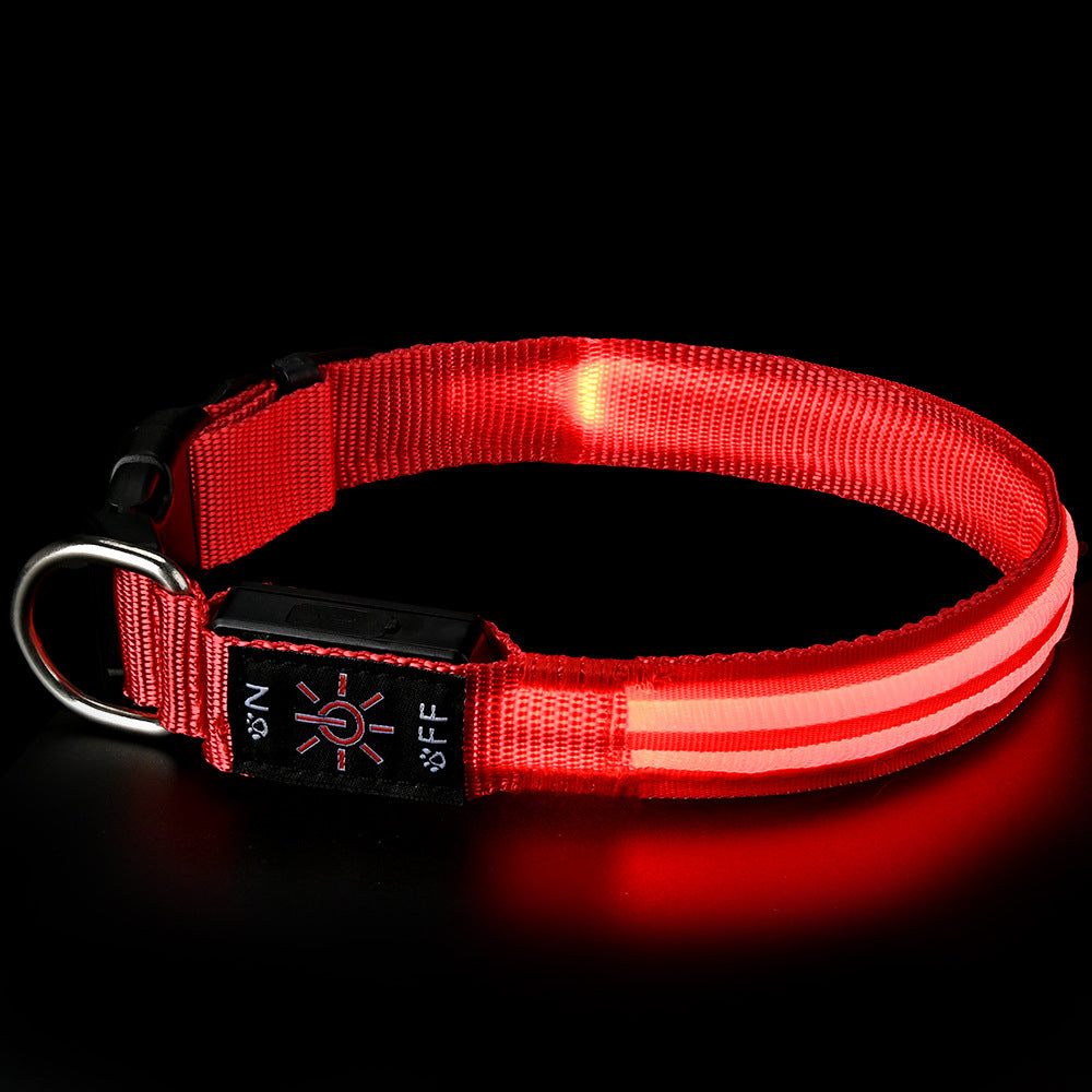 USB Rechargeable Waterproof LED Dog Collar with Dual Light Modes
