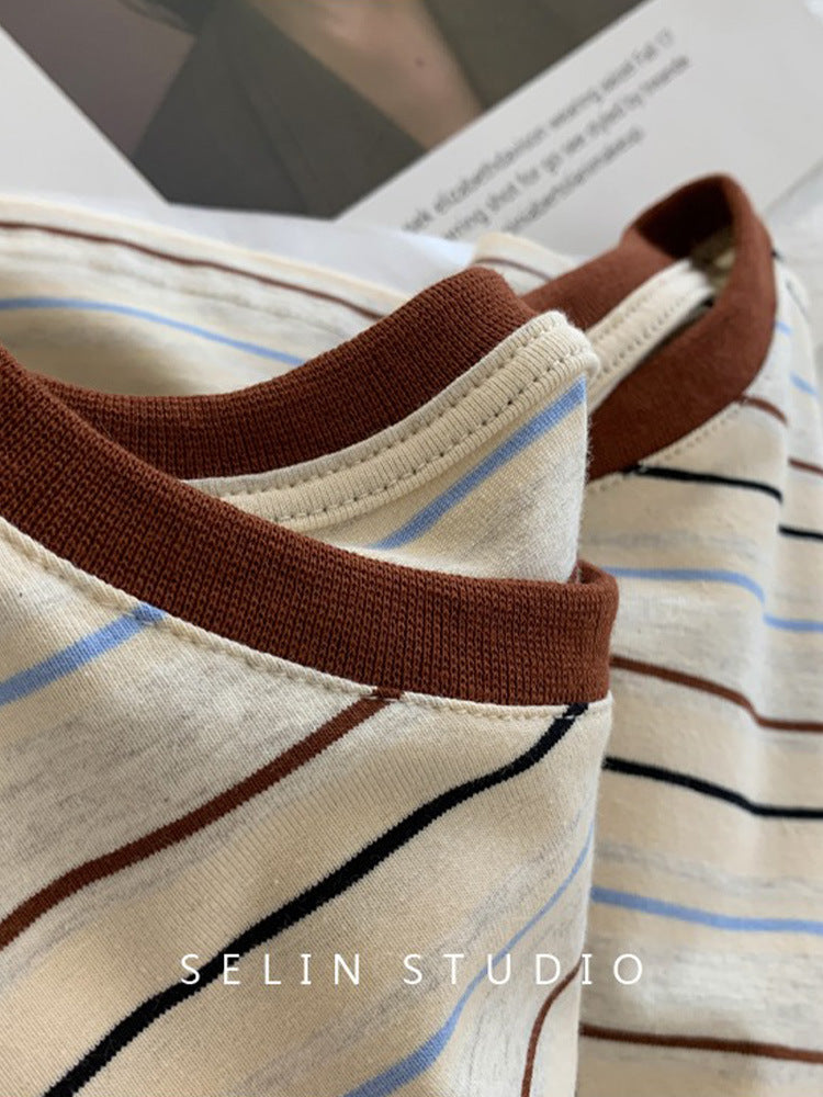 Retro Striped Cotton Tshirt