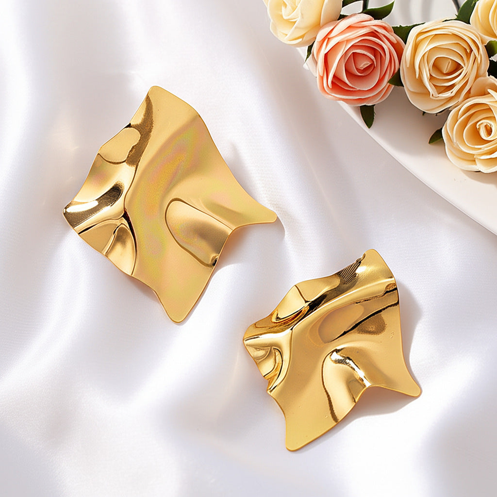 Geometric Gold Plated Titanium Steel Earrings
