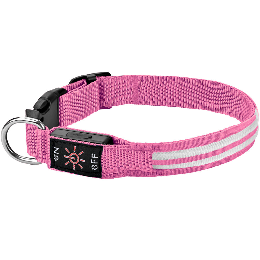 USB Rechargeable Waterproof LED Dog Collar with Dual Light Modes