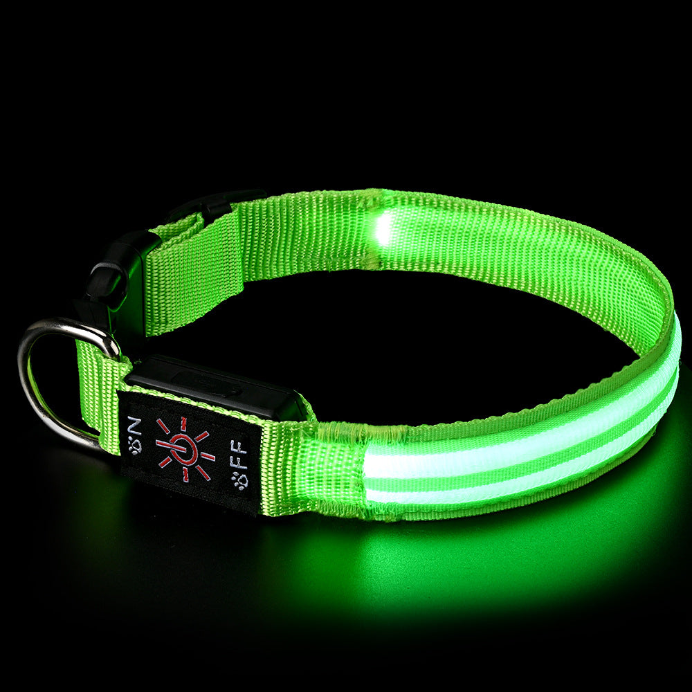 USB Rechargeable Waterproof LED Dog Collar with Dual Light Modes