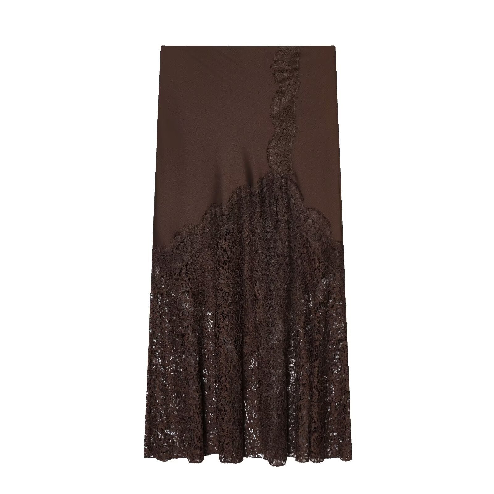 Lace Detail Satin Skirt