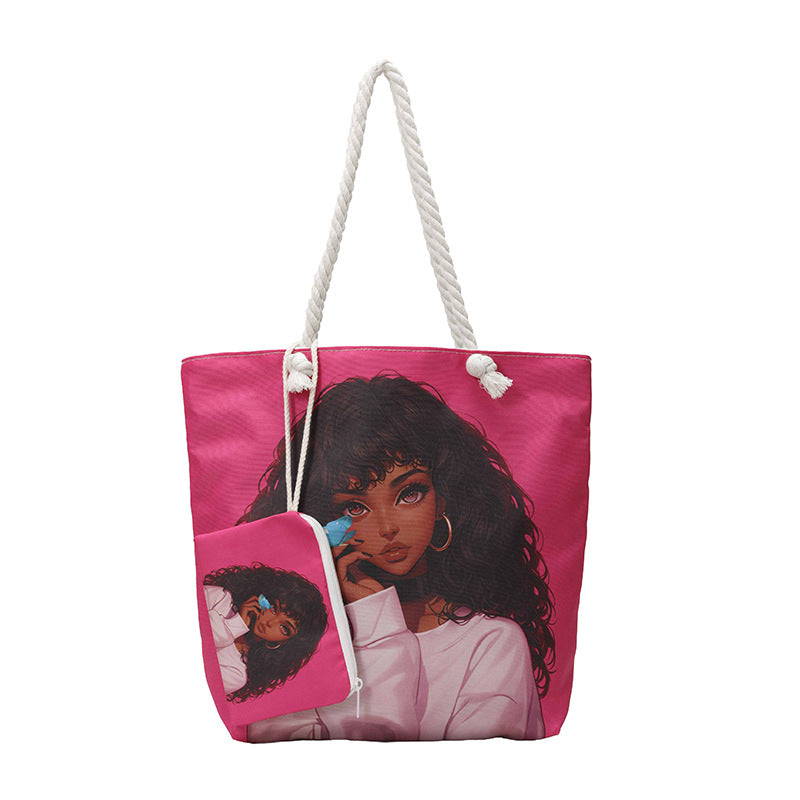 Canvas Bag with Large Capacity, Trendy Korean-Style Handbag