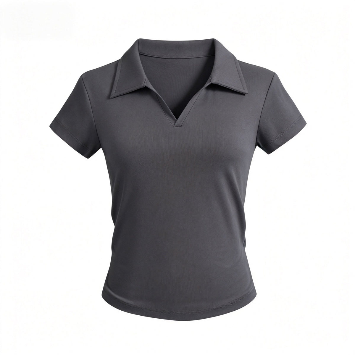 Small V-Neck,Short Fit, Waist-Cinching, Slim Fit Short-sleeve T-shirt