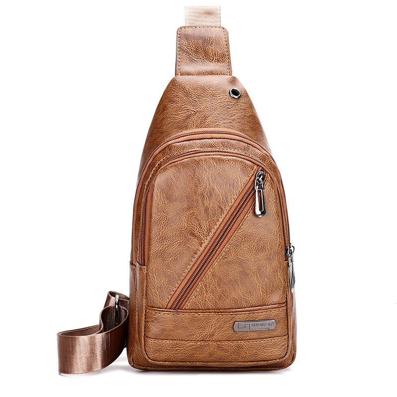 Mens PU Leather Crossbody Chest Bag