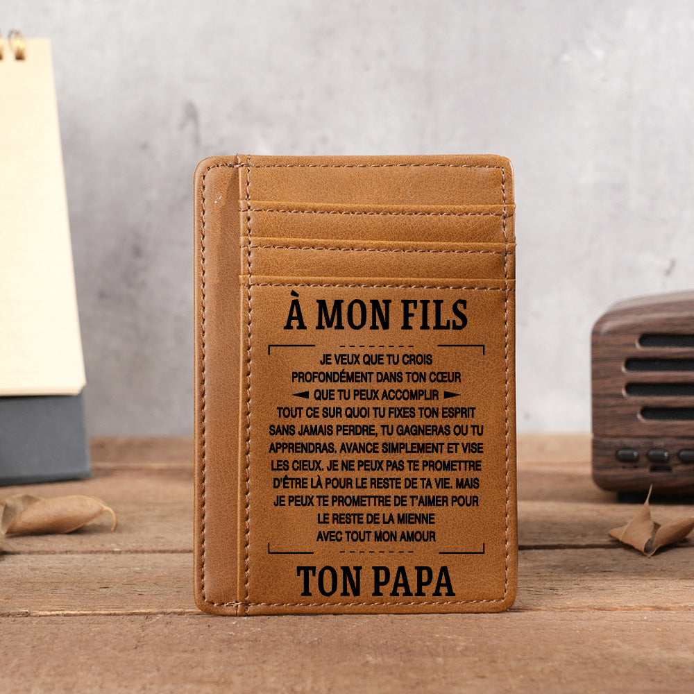 Ultra Thin Laser Engraved PU Leather Card Holder Wallet