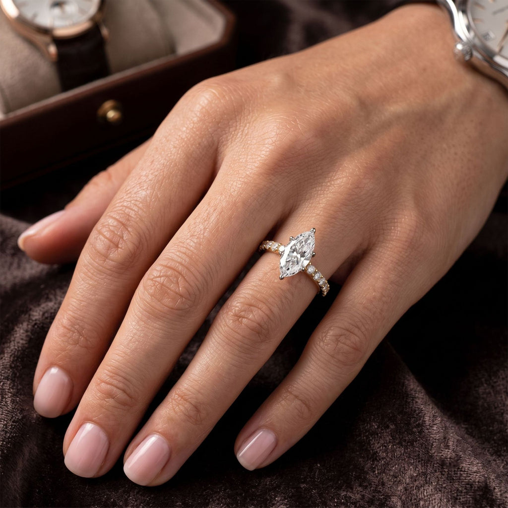 Marquise Cubic Zirconia Ring Copper Gold Plated Stackable Jewelry