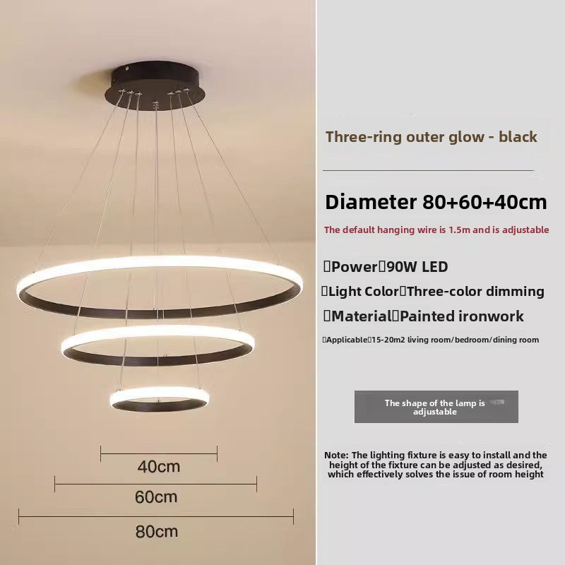 Modern Three Ring LED Chandelier