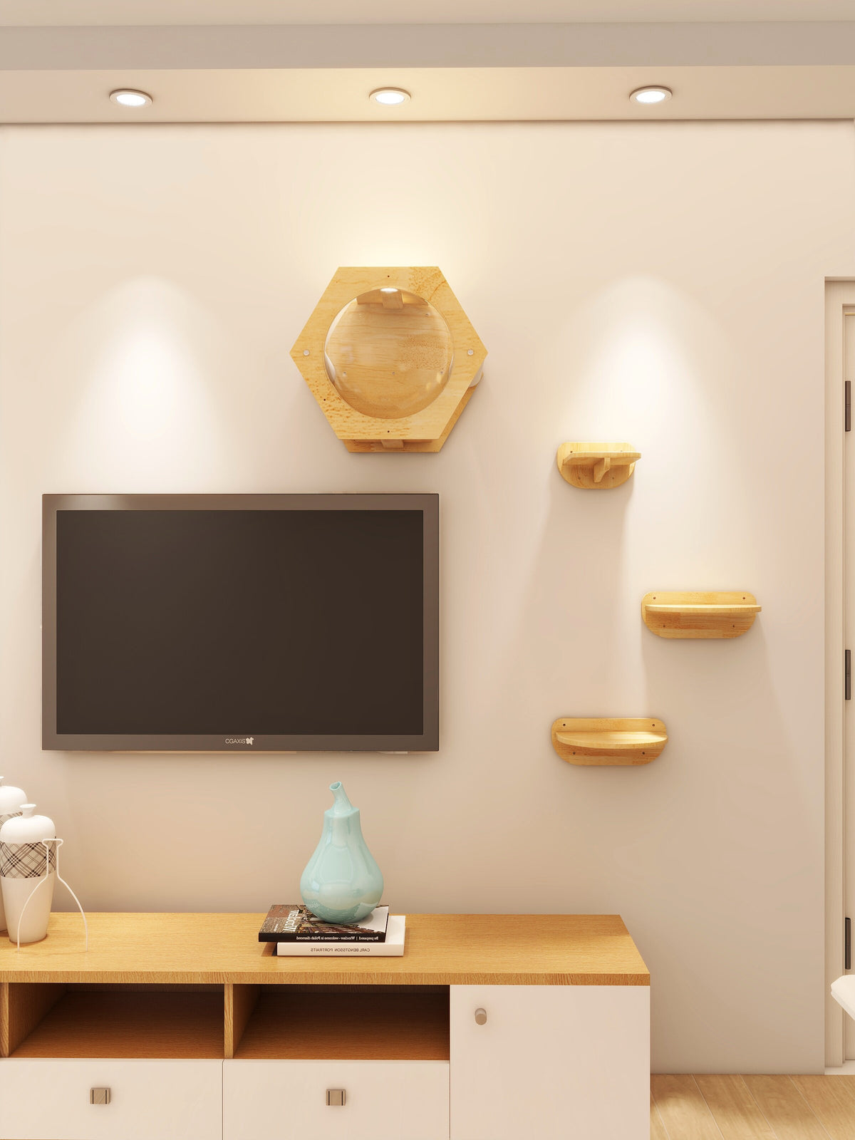 Wall-Mounted Cat Climbing Frame with Space Capsule