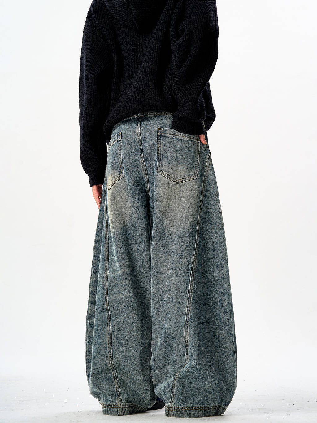 American Retro Washed Denim Jeans Unisex Loose Straight-Leg Pants