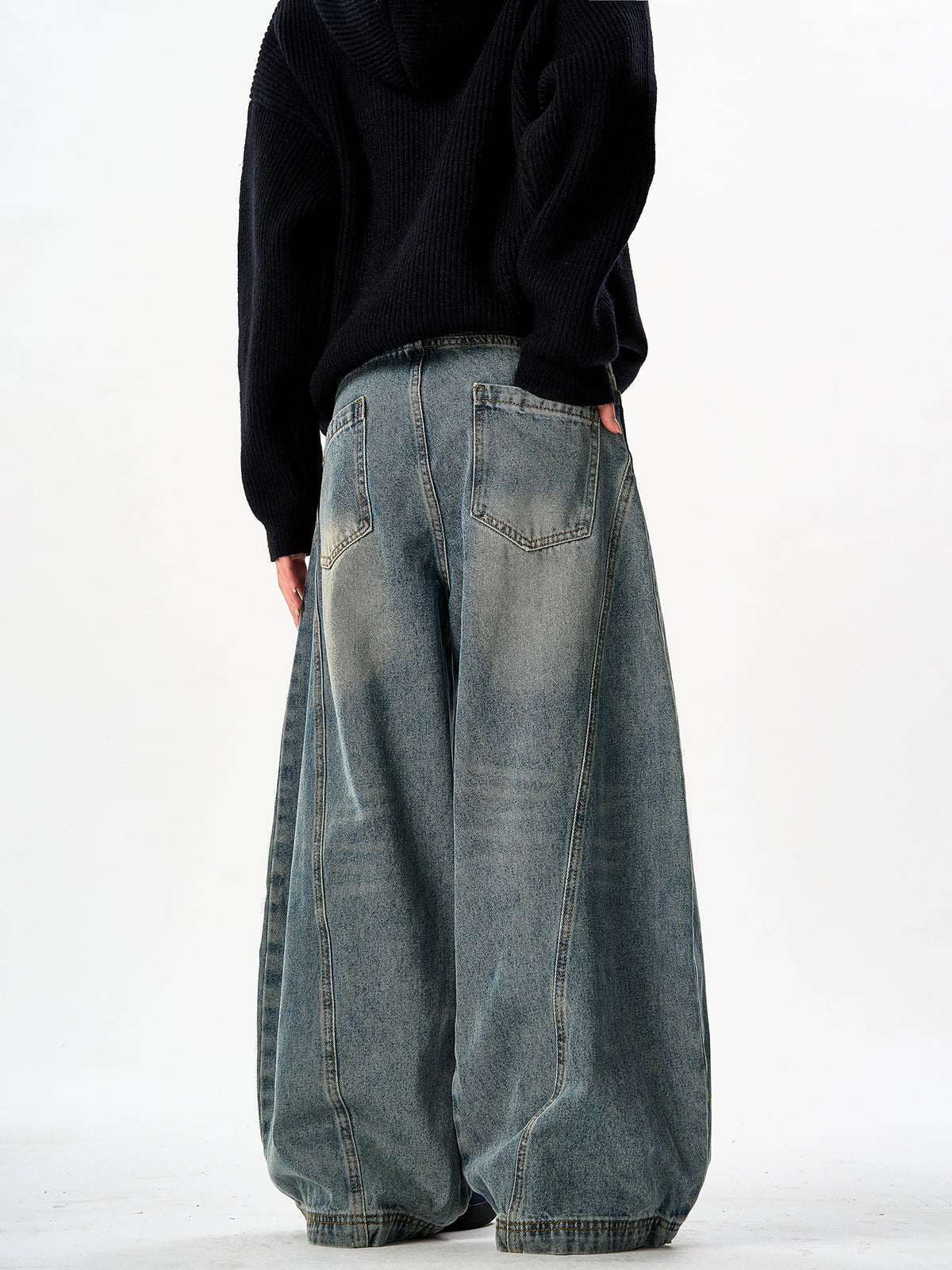 American Retro Washed Denim Jeans Unisex Loose Straight-Leg Pants