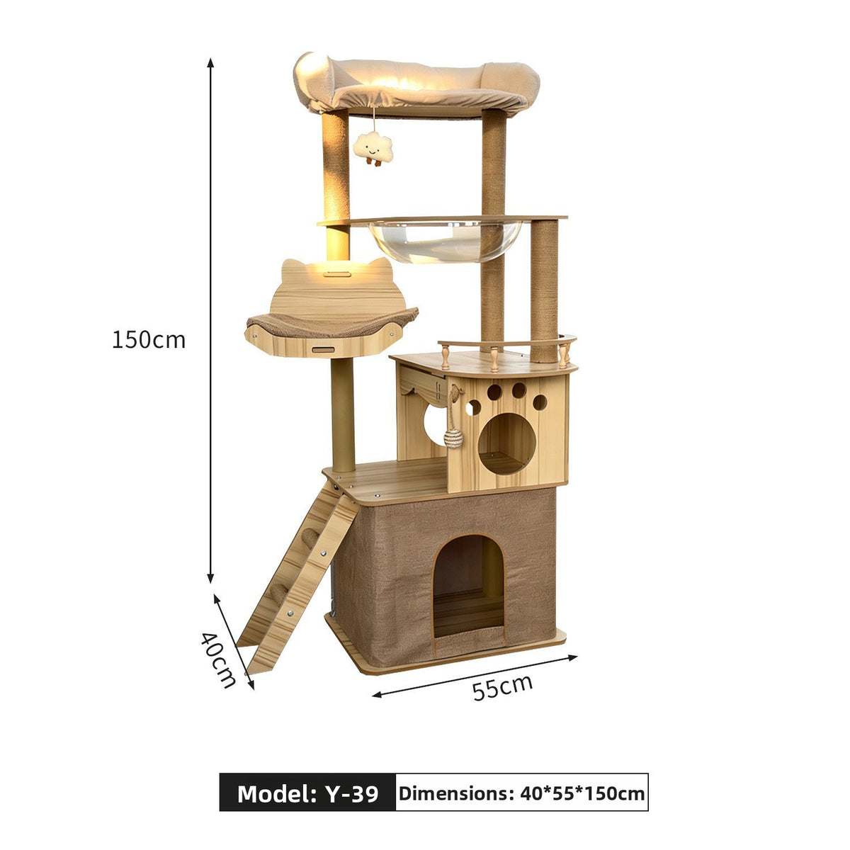 Multi-functional Cat Tree with Scratching Post and Bed