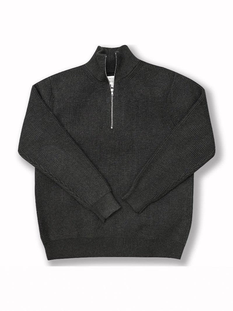 Half Zip Turtleneck Sweater Cotton Blend Loose Fit Top