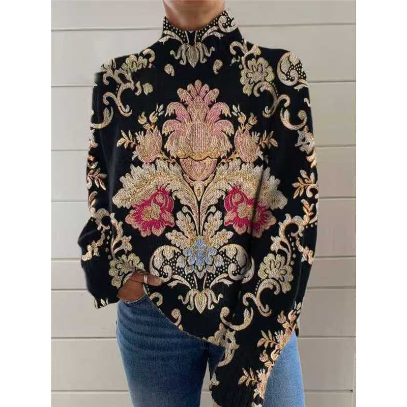 Print Women's High-Neck Faux Sweater