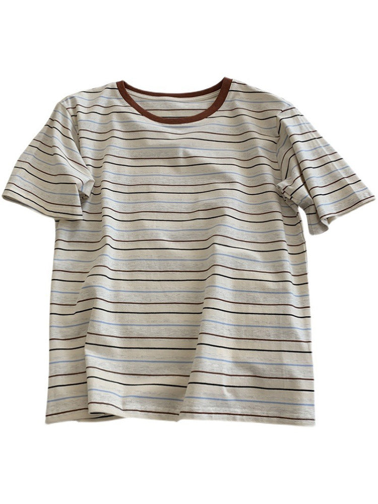 Retro Striped Cotton Tshirt