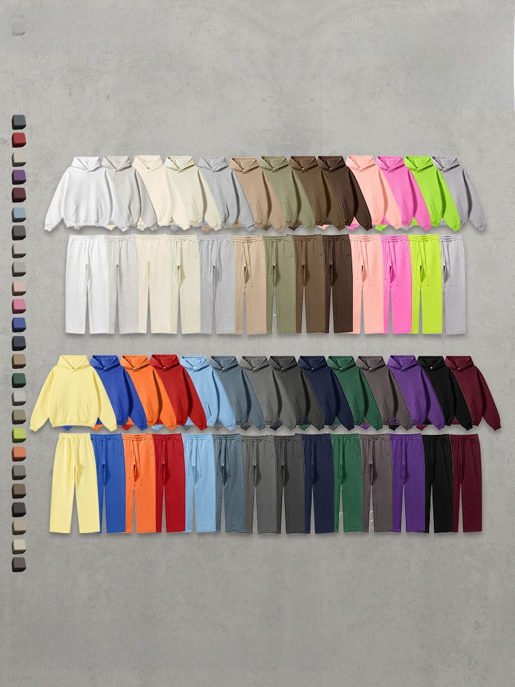 Winter Men's Solid Color Hooded Sweatshirt and Sweatpants Set