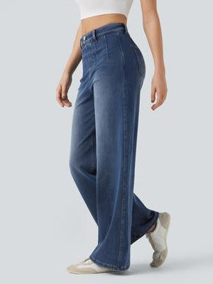 High Waist Washed Denim Jeans for Women